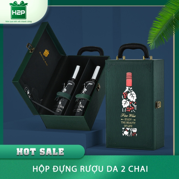 HỘP RƯỢU DA 2 CHAI HDRD-10